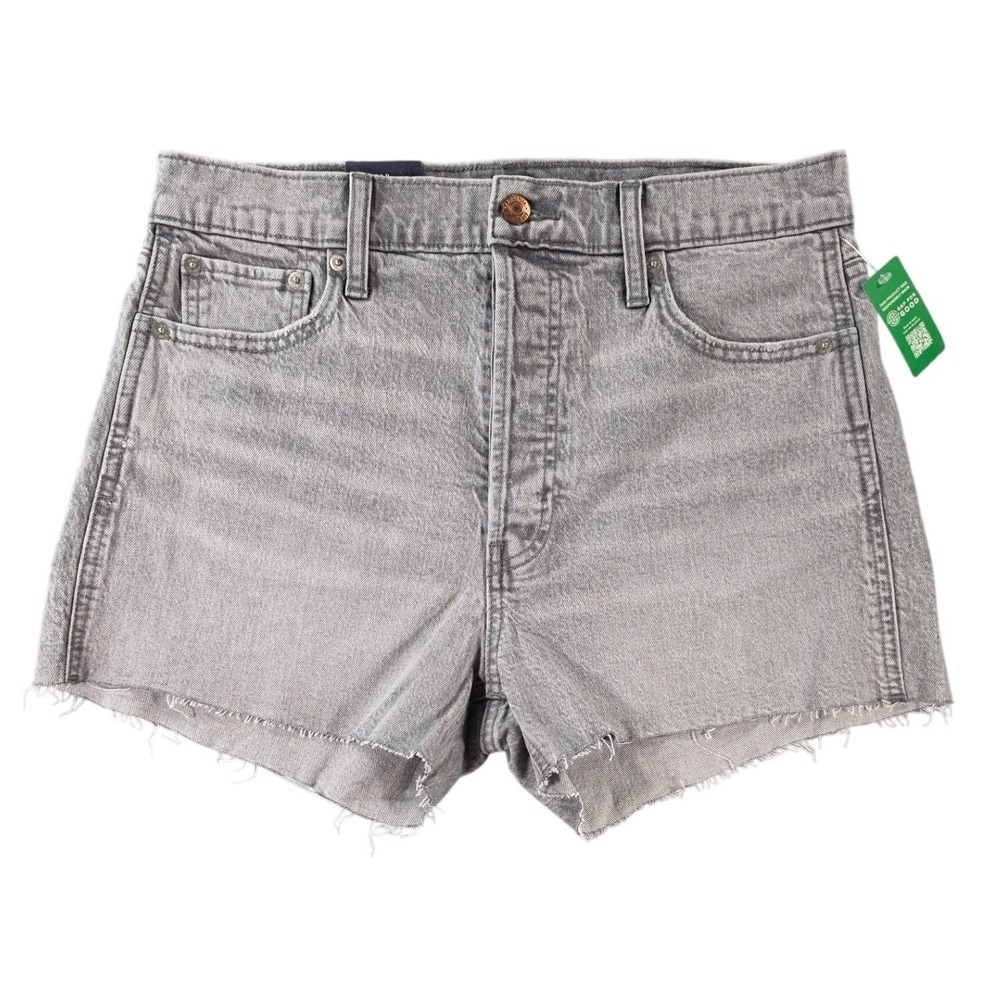 NWT Cheeky High Rise Denim Shorts Womens 30 Gray Raw Hem GAP